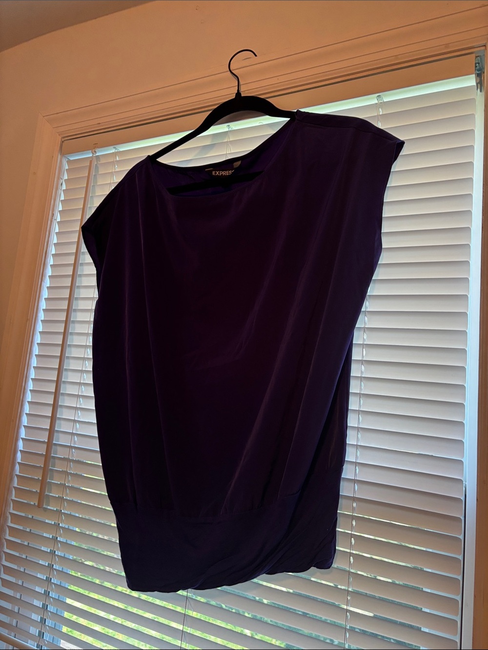 Express One-Shoulder Draped Purple Top Dress